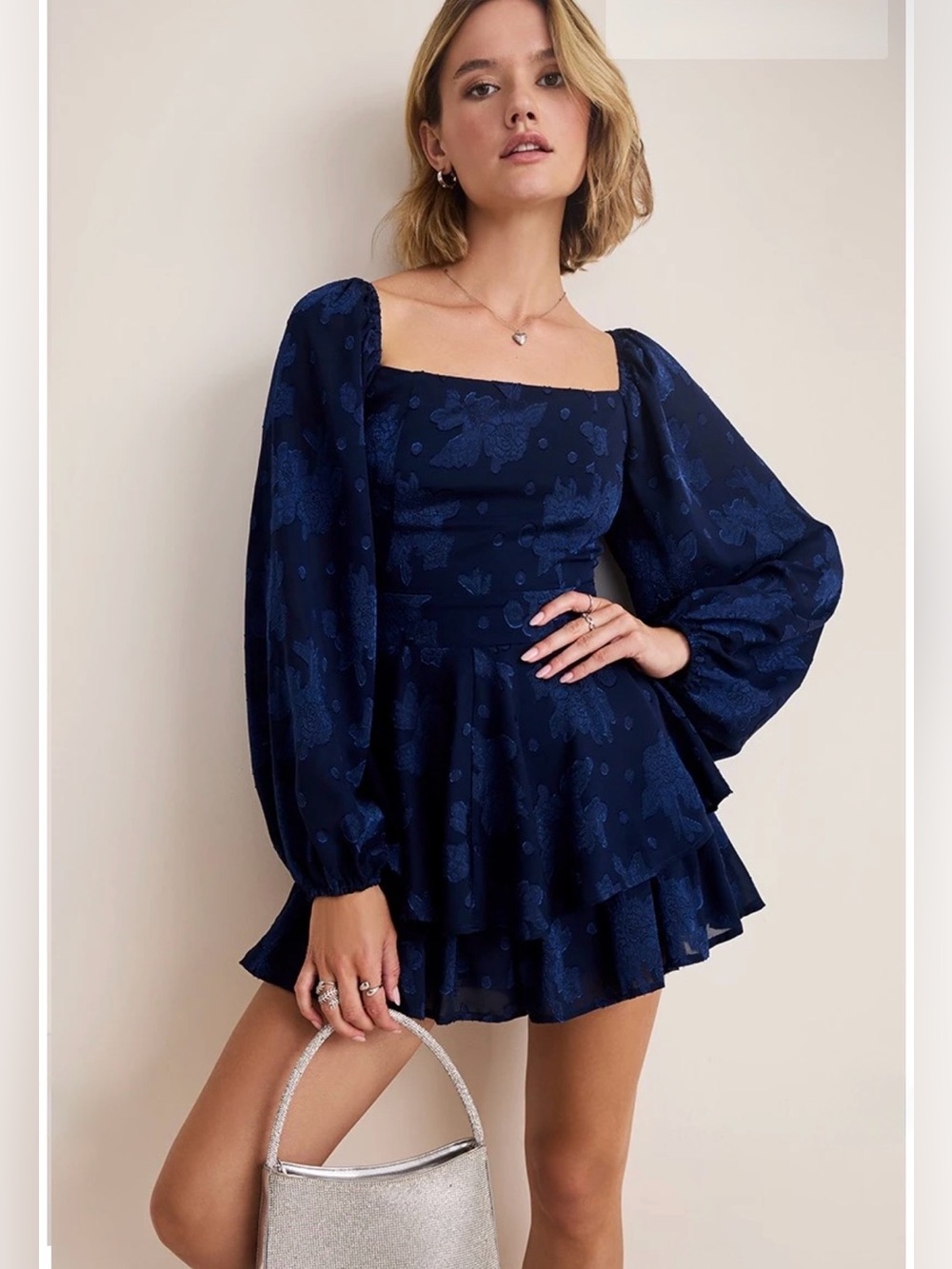 🌺Francesca’s Terry Long Sleeve Jacquard Romper